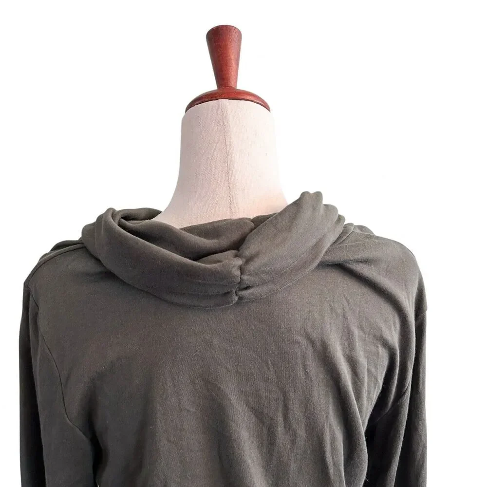 Indigenous Organic Fair Trade Fashion Size Large Olive Green Turtleneck Top - Picture 7 of 9